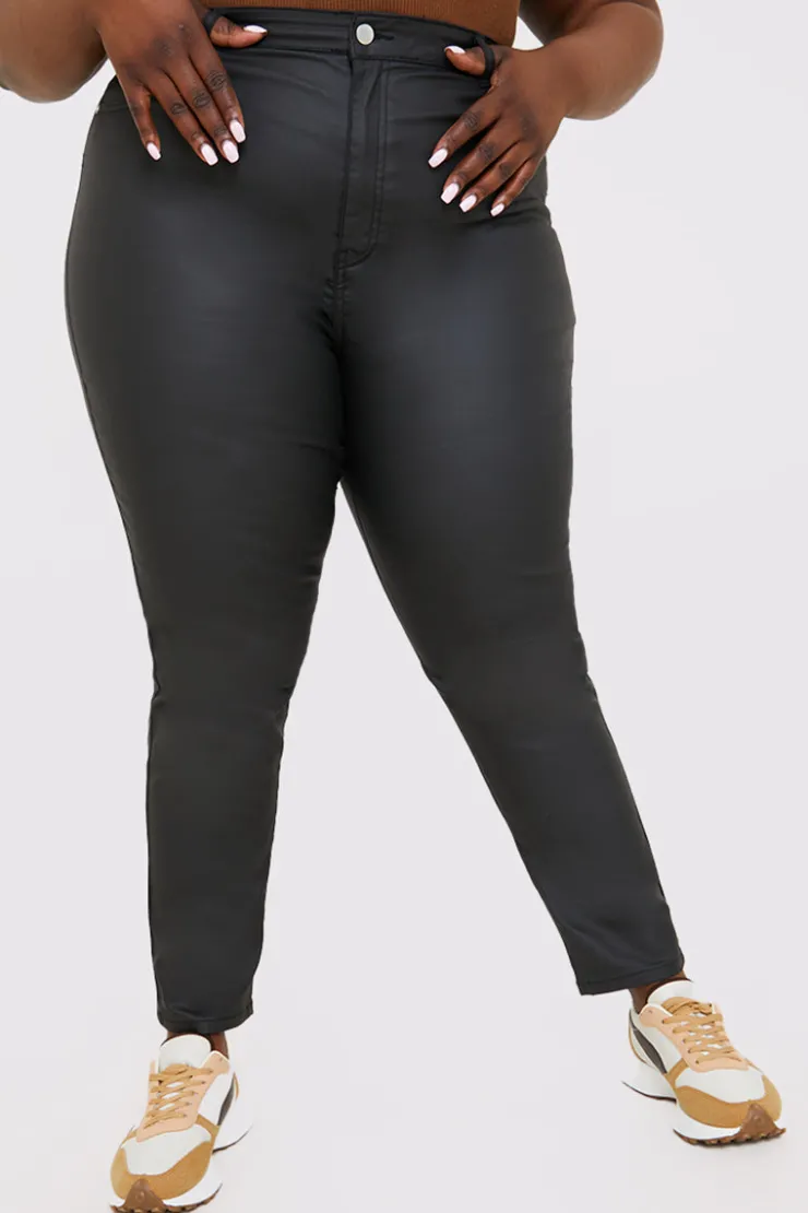 Best In the Style Coated High Waisted Jeans Black