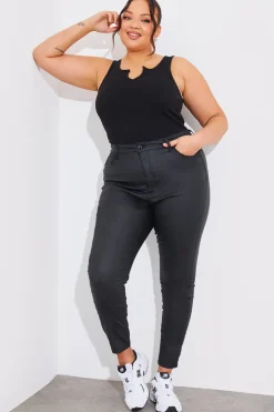 Hot Fits Coated Sculpt Shaper Jeans Black