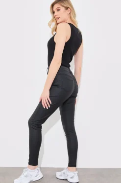 Hot Fits Coated Sculpt Shaper Jeans Black