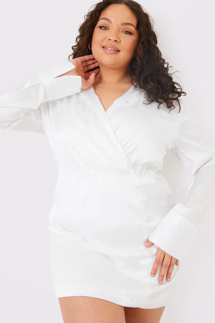 Clearance In The Style Collar Button Mini Dress White