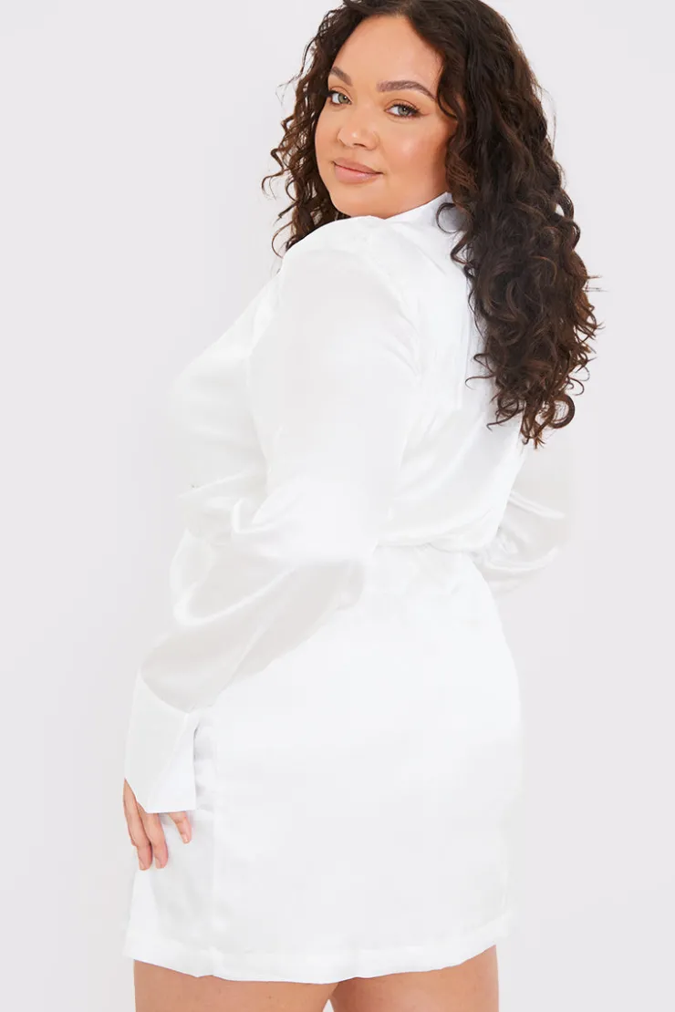 Clearance In The Style Collar Button Mini Dress White