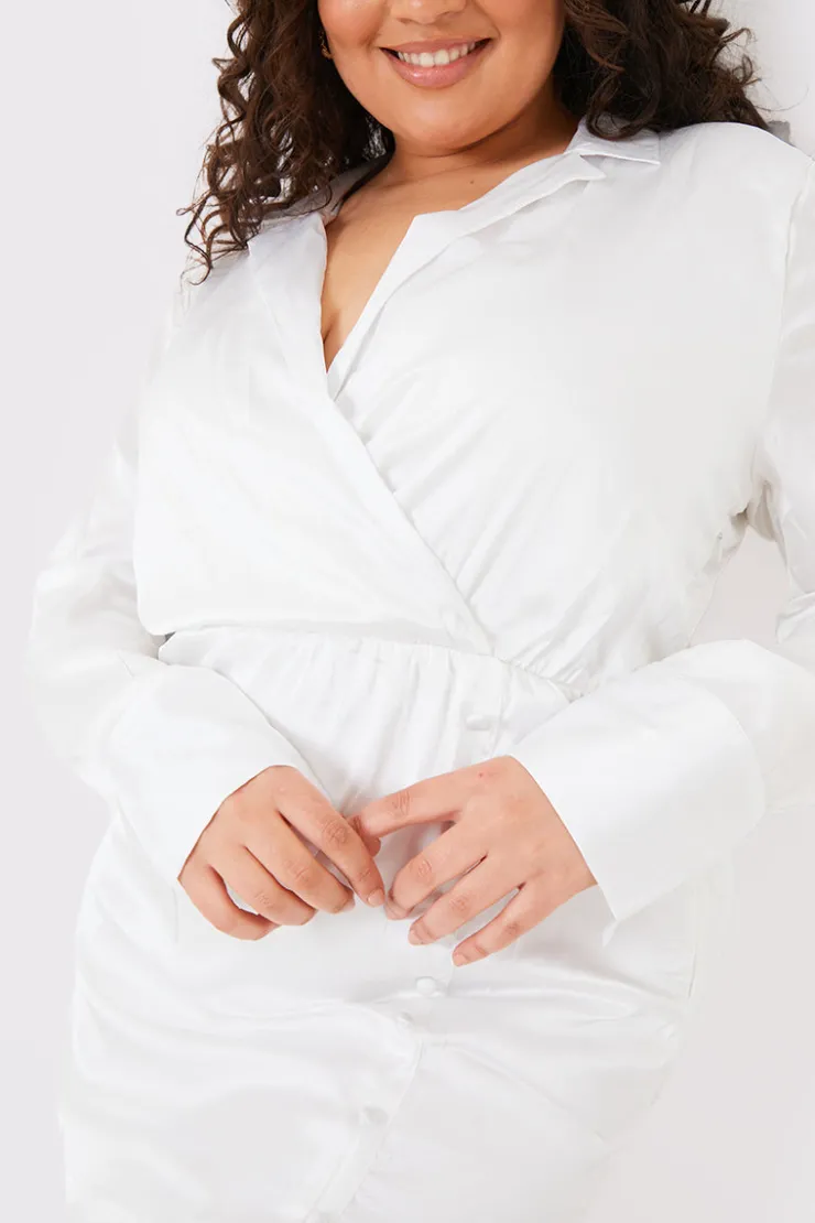 Clearance In The Style Collar Button Mini Dress White