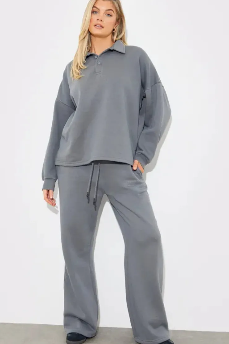 Fits Collared Button Up Jersey Sweatshirt