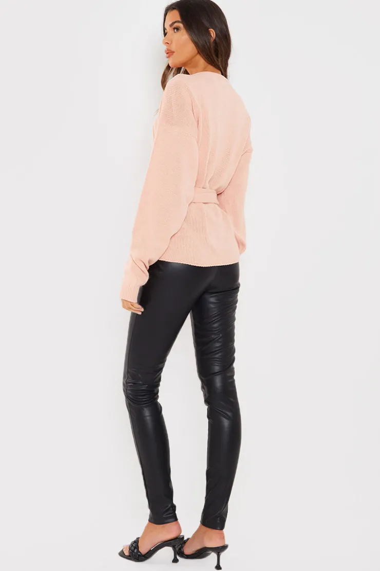 Sale In The Style Contour' Leather Look Leggings Black
