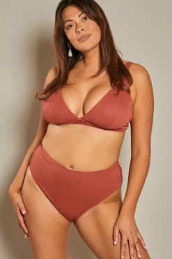 Sale In The Style Contour Rib Bikini Top Rust