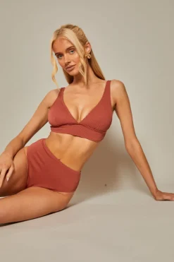 Sale In The Style Contour Rib Bikini Top Rust