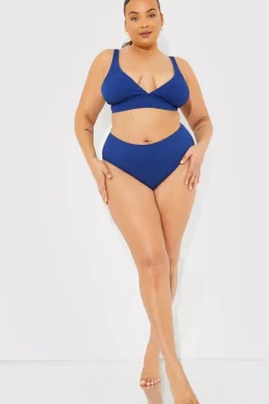 Best In The Style Contour Rib High Waisted High Leg Bikini Bottom Navy