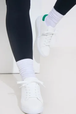 In The Style CONTRAST COLOUR HEEL LACE UP TRAINERS