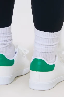 In The Style CONTRAST COLOUR HEEL LACE UP TRAINERS