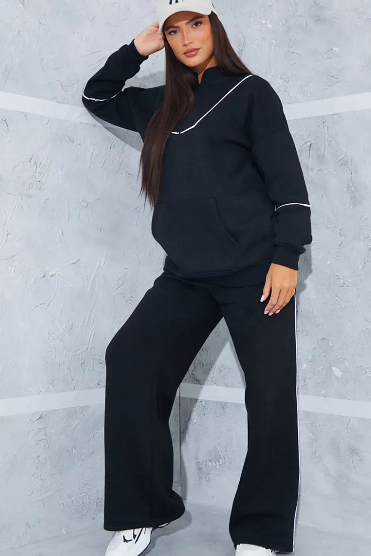 Outlet In the Style Contrast Piping Wide Leg Joggers
