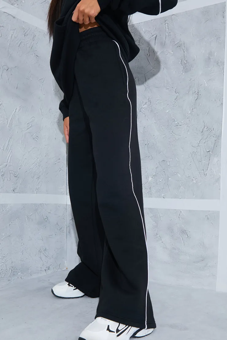 Outlet In the Style Contrast Piping Wide Leg Joggers
