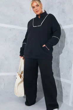 Outlet In the Style Contrast Piping Wide Leg Joggers