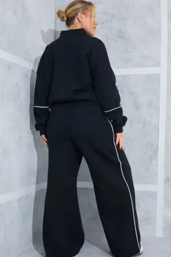 Outlet In the Style Contrast Piping Wide Leg Joggers