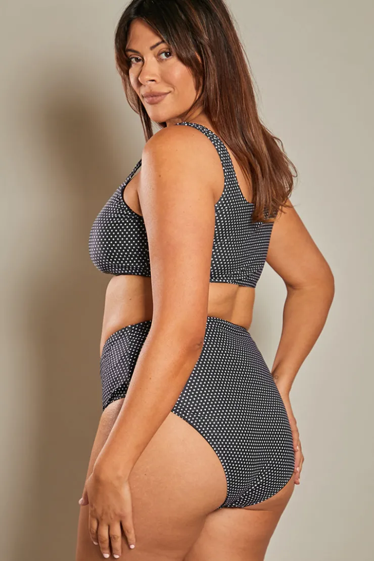 Online In The Style Control High Waisted Bikini Bottom Black