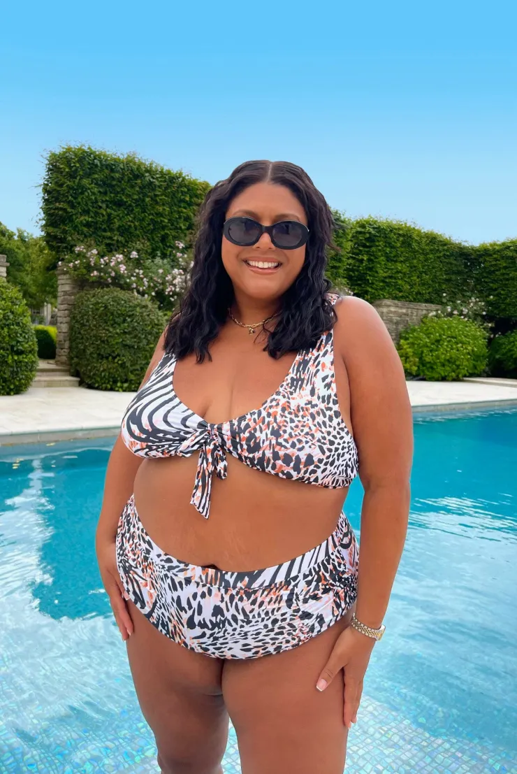 Outlet In The Style Control Ruched Detail Leopard Print High Waist Bikini Bottom Multicoloured