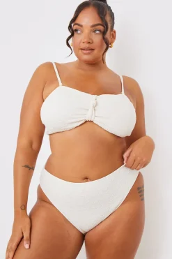 Best In the Style Control Textured High Waist Bikini Bottoms Cream