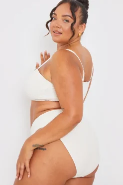 Best In the Style Control Textured High Waist Bikini Bottoms Cream