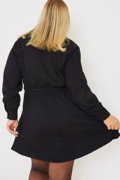 Best In the Style Corduroy Shirt Dress Black