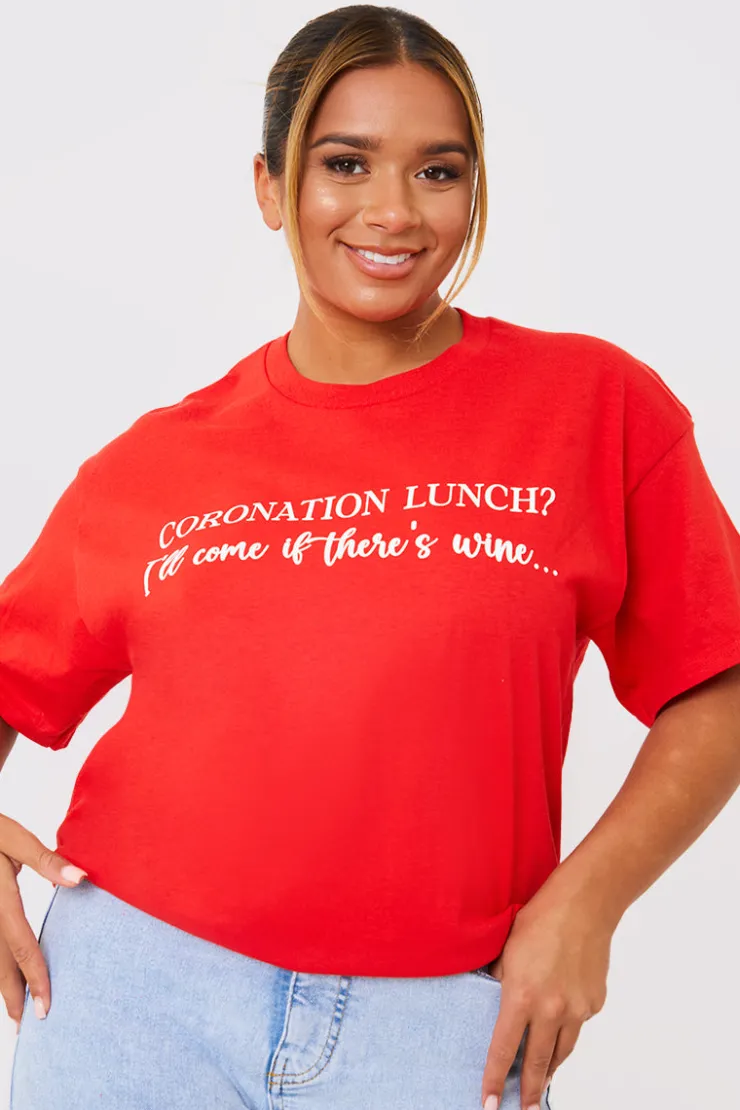 Sale In The Style Coronation Lunch Slogan T-Shirt Red