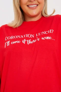 Sale In The Style Coronation Lunch Slogan T-Shirt Red
