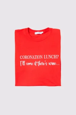Sale In The Style Coronation Lunch Slogan T-Shirt Red