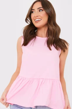 New In The Style Cotton Sleeveless Peplum Blouse