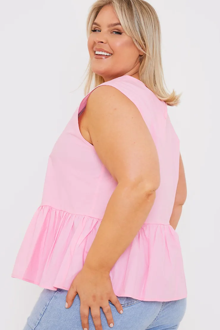 New In The Style Cotton Sleeveless Peplum Blouse