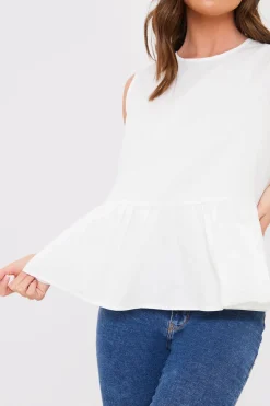 New In The Style Cotton Sleeveless Peplum Blouse