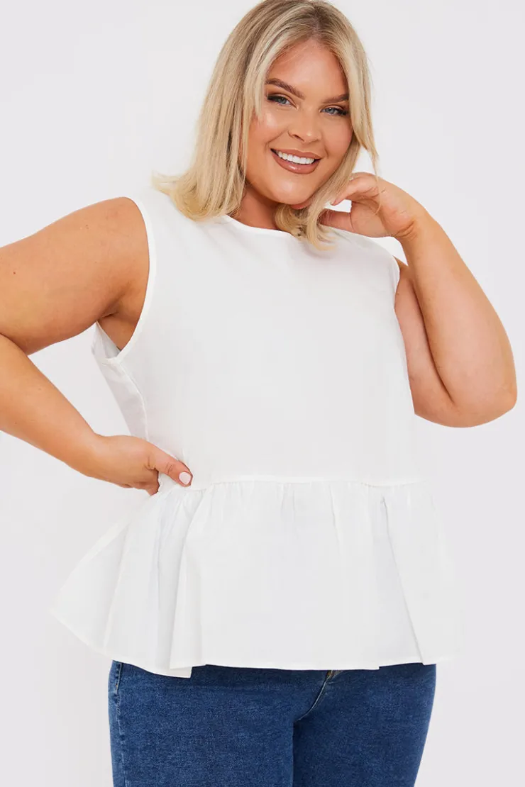 New In The Style Cotton Sleeveless Peplum Blouse