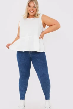 New In The Style Cotton Sleeveless Peplum Blouse