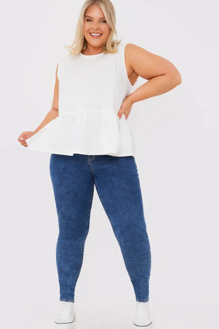 New In The Style Cotton Sleeveless Peplum Blouse