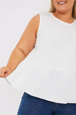 New In The Style Cotton Sleeveless Peplum Blouse