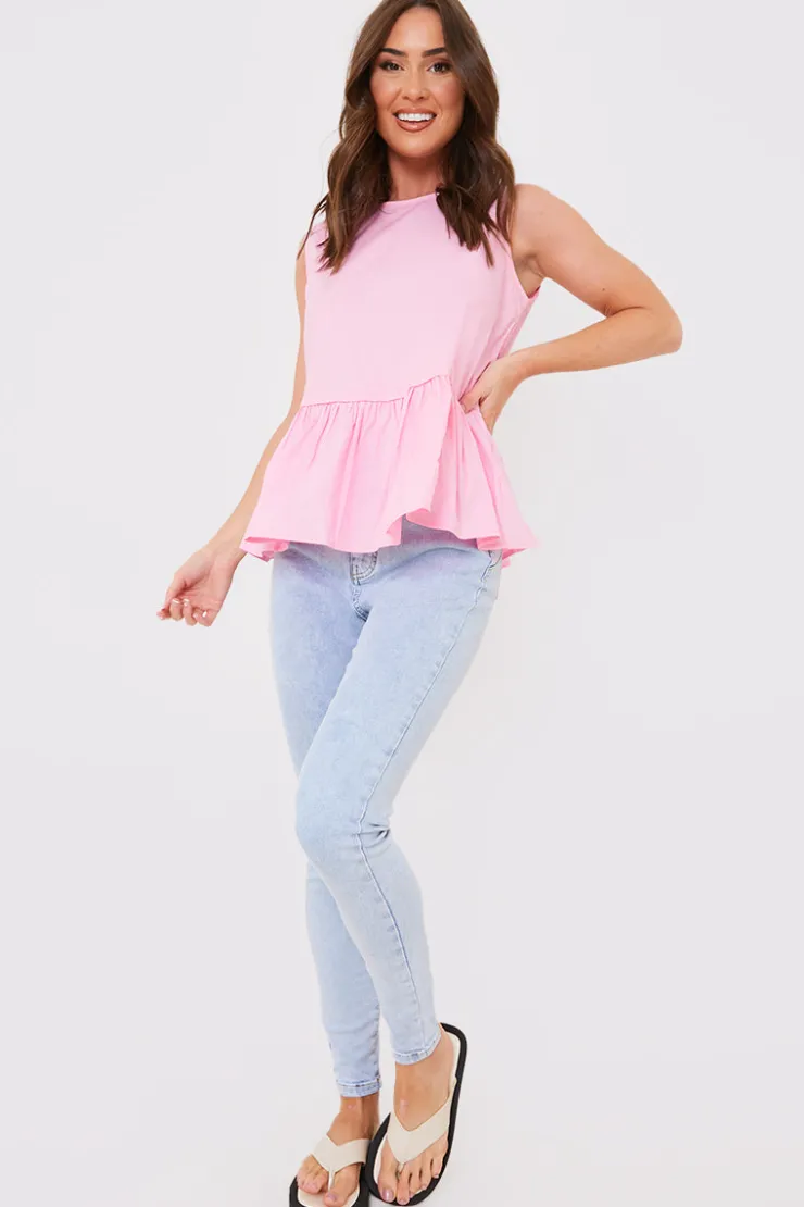 New In The Style Cotton Sleeveless Peplum Blouse