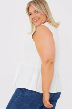 New In The Style Cotton Sleeveless Peplum Blouse
