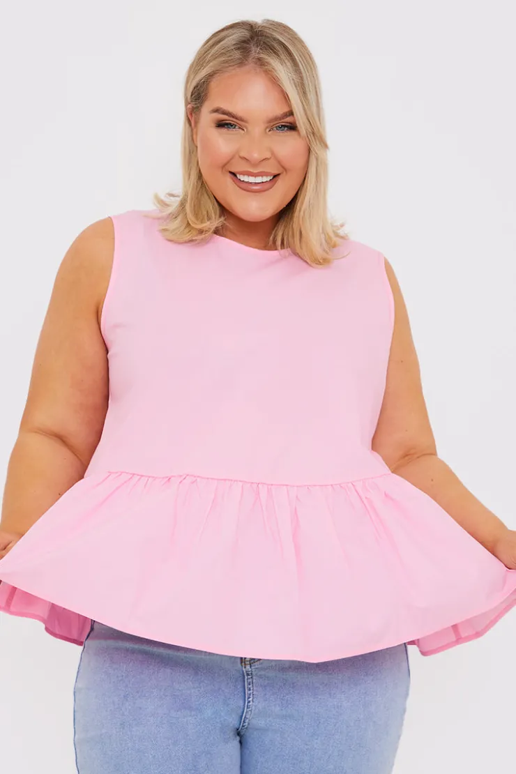 New In The Style Cotton Sleeveless Peplum Blouse