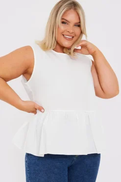 New In The Style Cotton Sleeveless Peplum Blouse