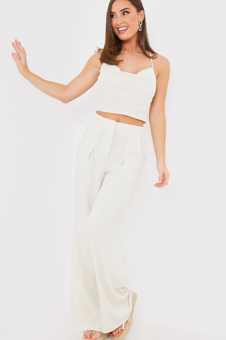 Clearance In The Style Cowl Cross Back Crop Top Stone
