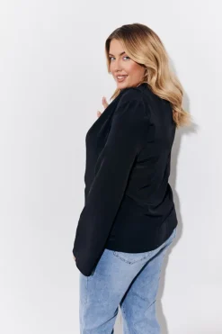 Clearance In the Style Cowl Neck Draped Blouse Black
