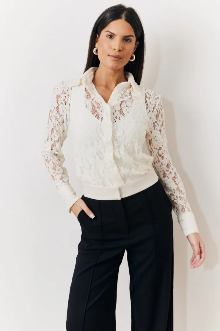 Hot In The Style Lace Shirt Cream