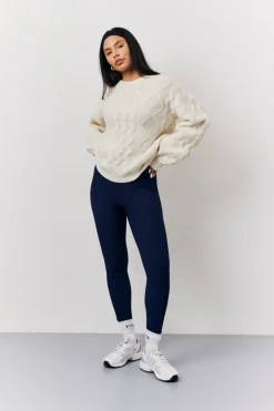 Best Fits 90's Varsity Cable Knitted Sweater Cream