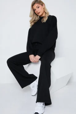 Sale Fits Crew Neck Fleecback Sweater Black