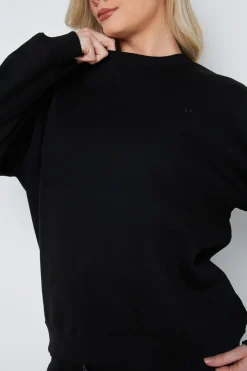 Sale Fits Crew Neck Fleecback Sweater Black