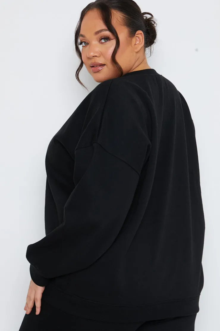 Sale Fits Crew Neck Fleecback Sweater Black