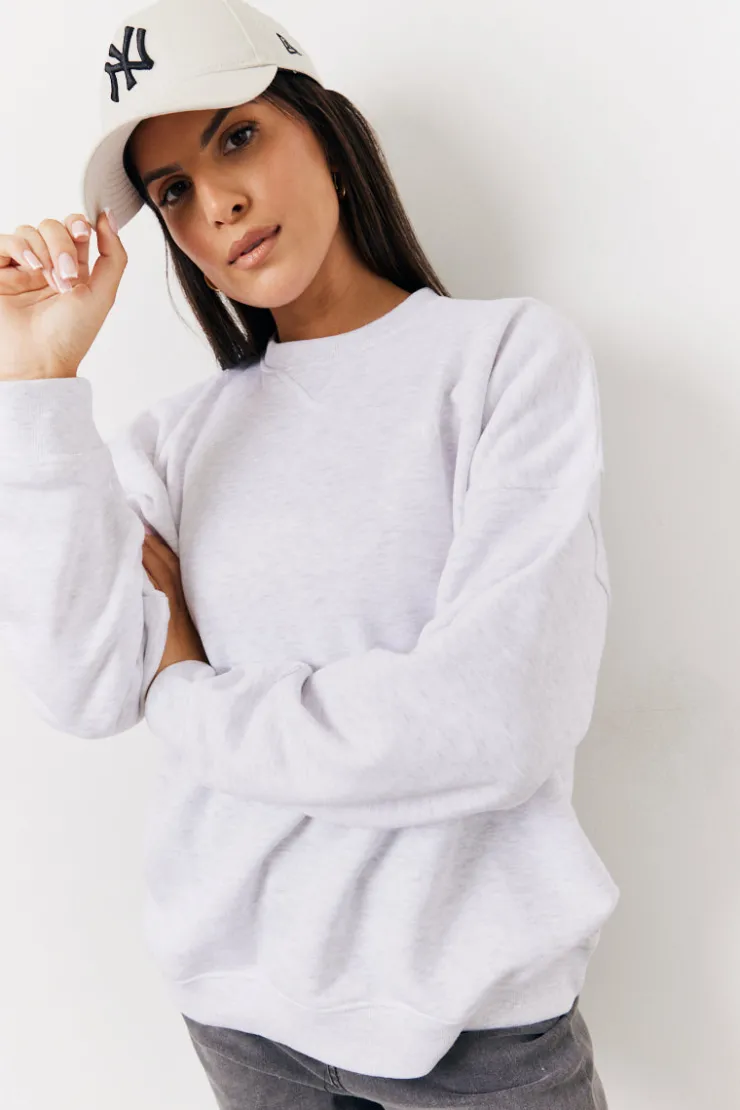 Hot Fits Crew Neck Fleeceback Sweater Grey