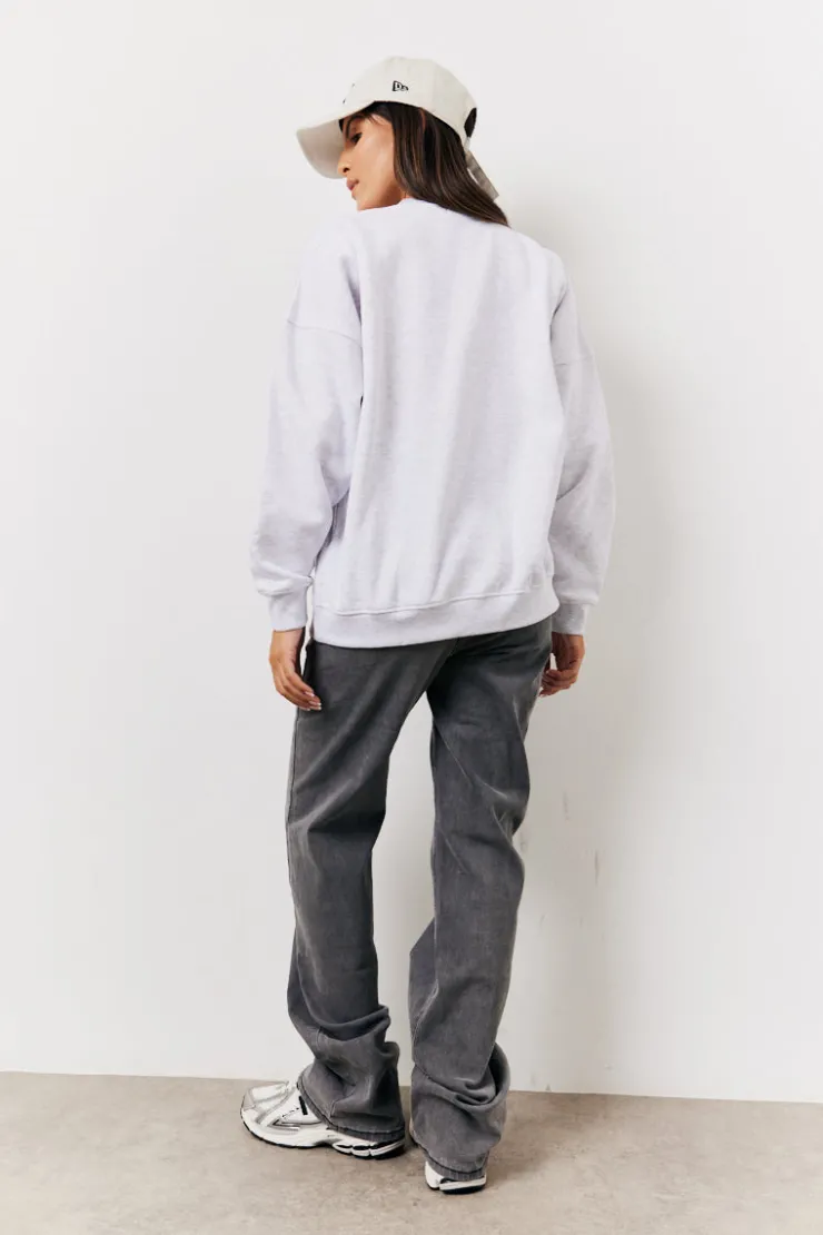 Hot Fits Crew Neck Fleeceback Sweater Grey