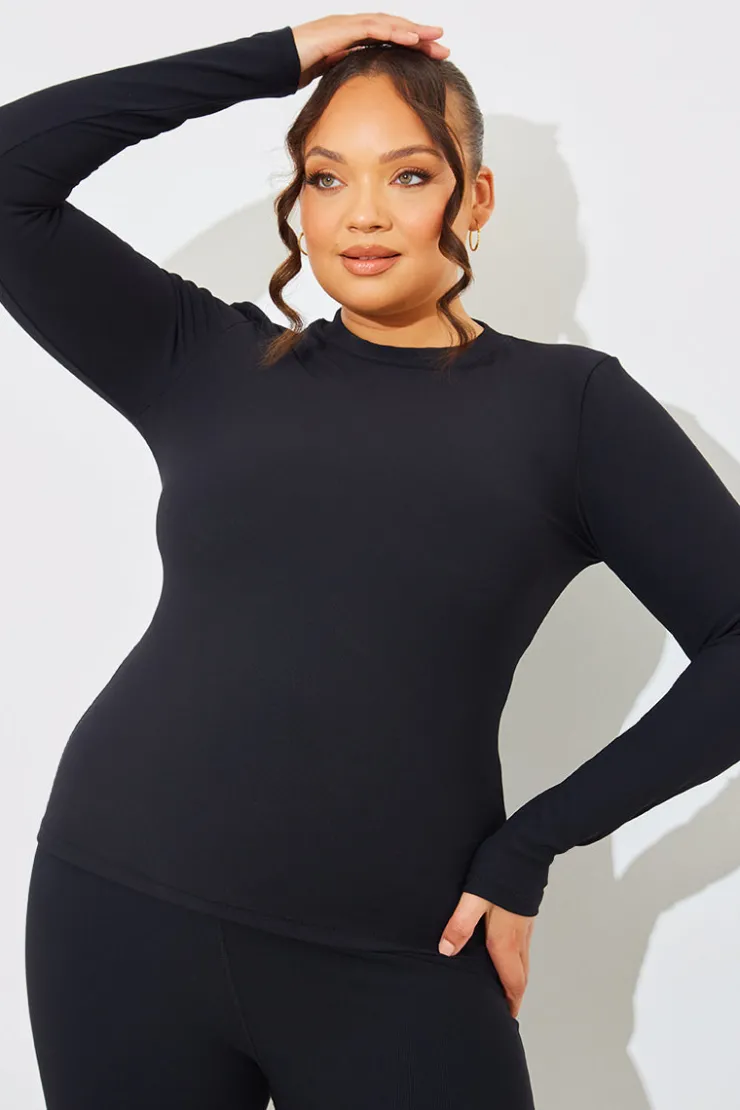 Discount In The Style Crew Neck Long Sleeve Rib Top