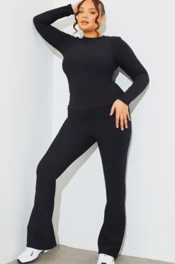 Discount In The Style Crew Neck Long Sleeve Rib Top