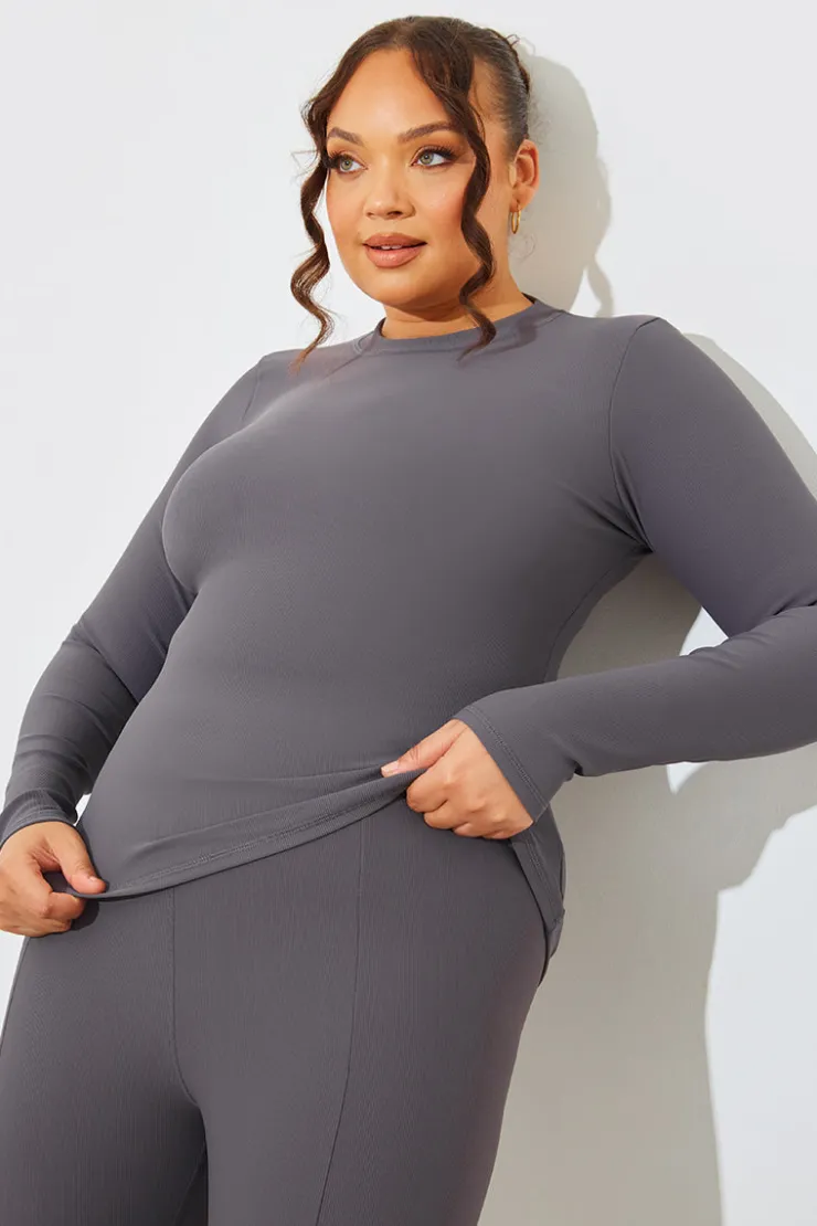 Discount In The Style Crew Neck Long Sleeve Rib Top