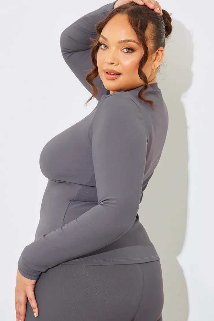 Discount In The Style Crew Neck Long Sleeve Rib Top