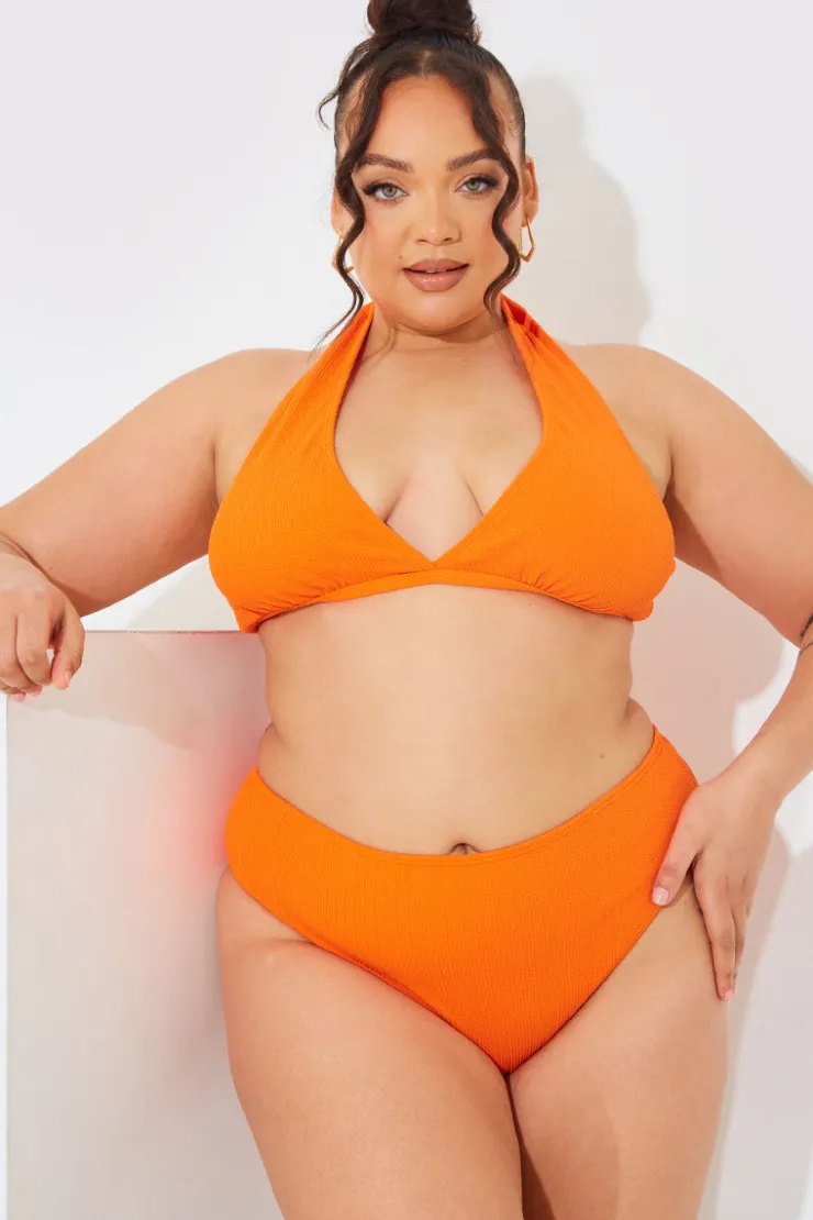Online In The Style Crinkle Hipster Bikini Bottom Orange